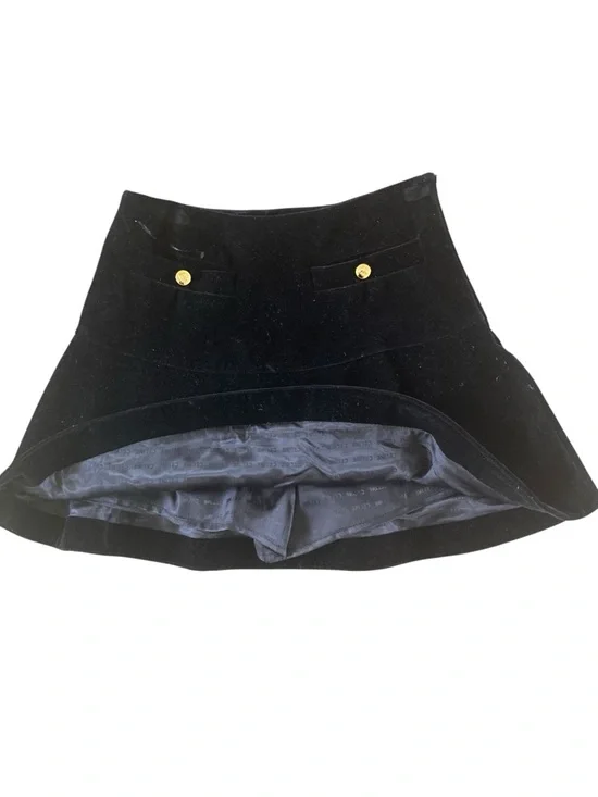 Celine Black Velvet Skort Gold Button Mini Skirt Shorts Made in Italy FR 36 - Picture 10 of 11